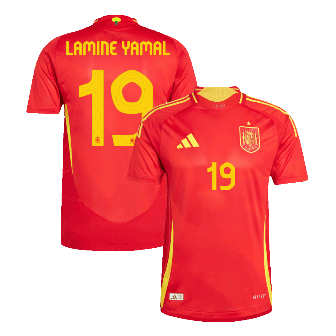 Men S Authentic LAMINE YAMAL 19 Spain Home Soccer Jersey Shirt 2024