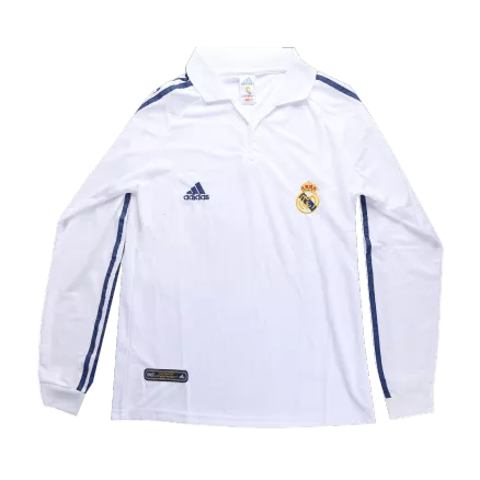 Men's Retro 2001/02 Real Madrid Home Long Sleeves Soccer Jersey Shirt - Fan Version - Pro Jersey Shop