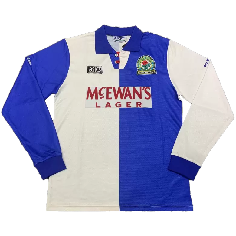Men's Retro 1994/95 Blackburn Rovers Home Sleeves Jersey Shirt Asics Pro Jersey Shop