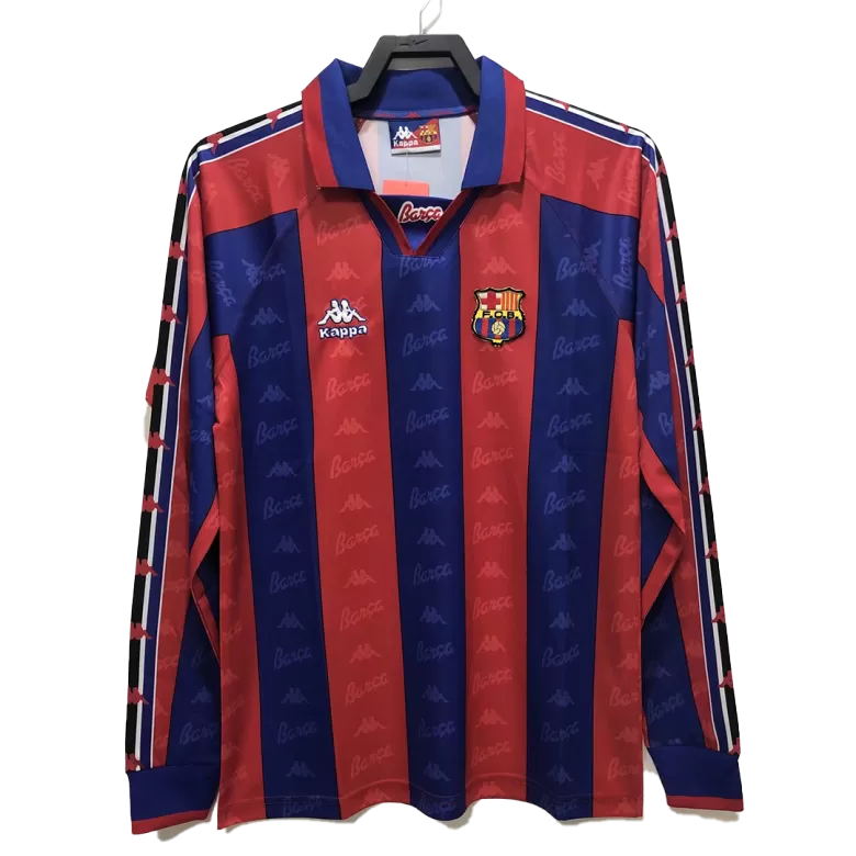 Men's Retro 1996/97 Barcelona Home Long Sleeves Soccer Jersey Shirt - Fan Version - Pro Jersey Shop