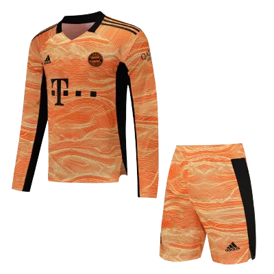 Men's Bayern Munich Goalkeeper Long Sleeve Soccer Jersey Kit (Jersey+Shorts) 2022 - Fan Version - Pro Jersey Shop