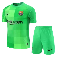 Men's Replica Barcelona Goalkeeper Soccer Jersey Kit (Jersey+Shorts) 2021/22 Nike - Pro Jersey Shop