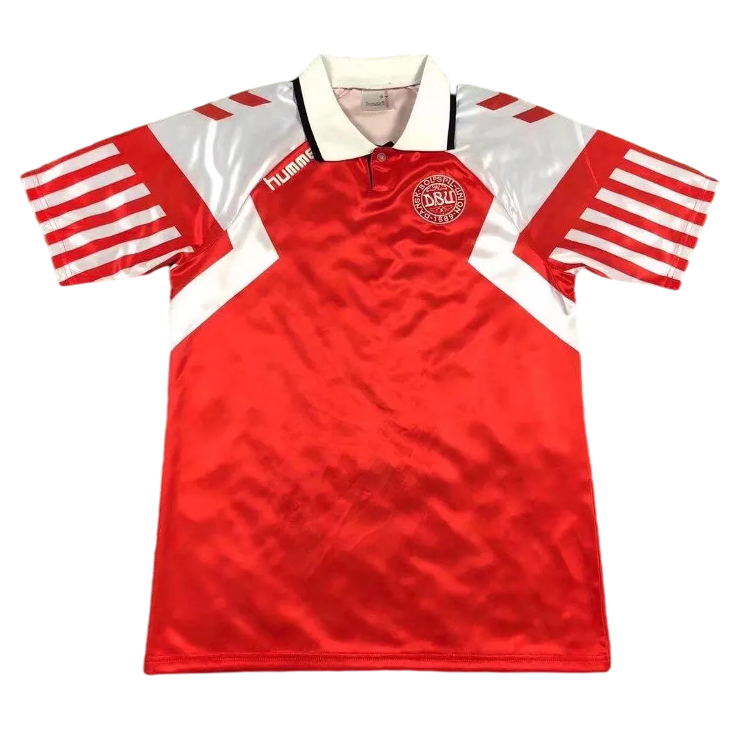 schors Monica Derbevilletest Men's Retro 1992 Denmark Home Soccer Jersey Shirt Hummel | Pro Jersey Shop