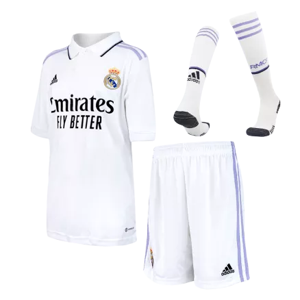 Kids Real Madrid Home Soccer Jersey Whole Kit (Jersey+Shorts+Socks) 2022/23 - Pro Jersey Shop