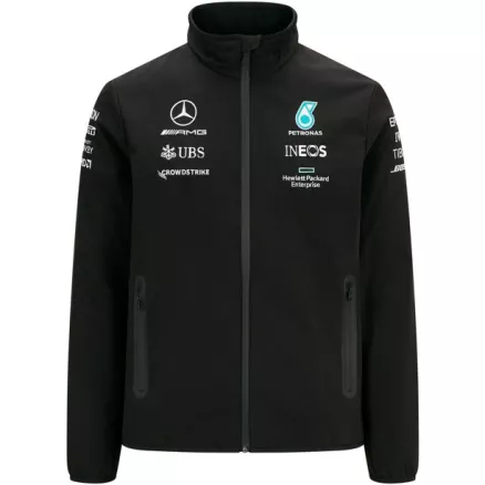 Men's Men's Mercedes AMG Petronas F1 Racing Team Softshell Jacket- Black 2021 - Pro Jersey Shop