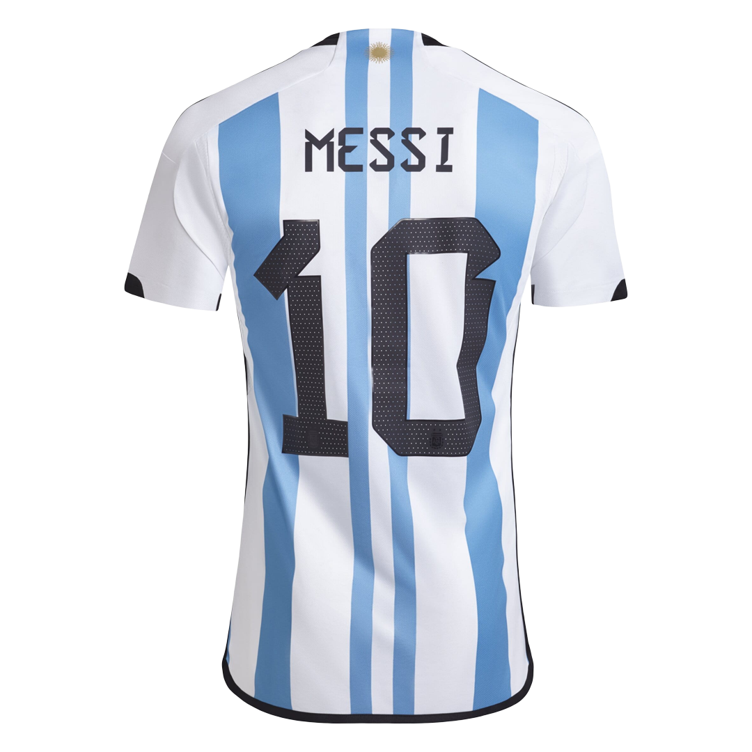 Men's Replica MESSI #10 Argentina Three Stars Champion Edition Home Soccer Jersey Shirt 2022 Adidas | Jersey Shop