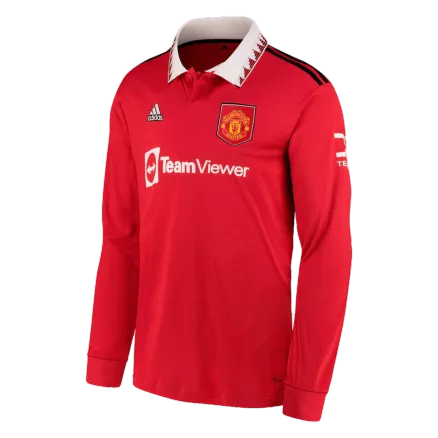 Men's Manchester United Home Long Sleeves Soccer Jersey Shirt 2022/23 - Fan Version - Pro Jersey Shop