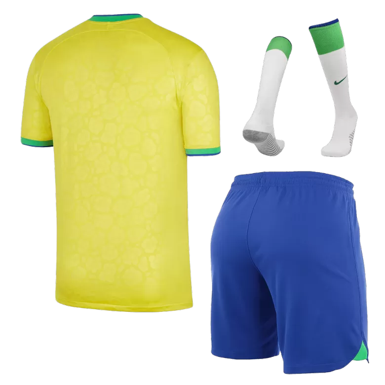 Men's Brazil Home Soccer Jersey Whole Kit (Jersey+Shorts+Socks) 2022 - World Cup 2022 - Fan Version - Pro Jersey Shop