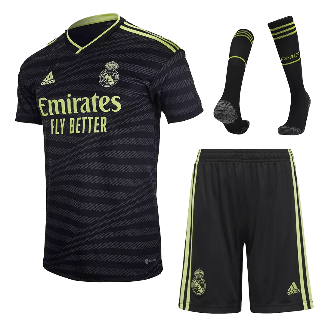 Men's Replica Real Madrid Third Away Soccer Jersey Whole Kit (Jersey+Shorts+Socks) 2022/23 Adidas - Pro Jersey Shop