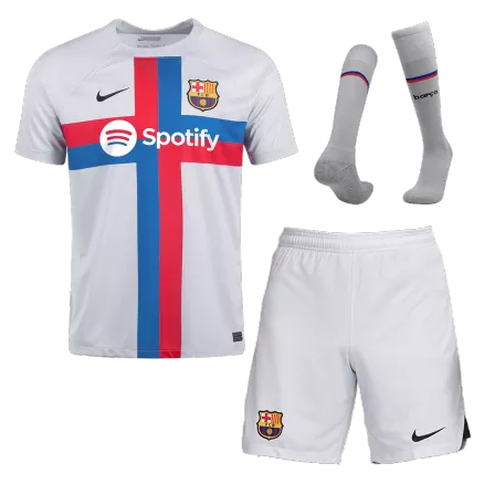Men's Replica Barcelona Third Away Soccer Jersey Whole Kit (Jersey+Shorts+Socks) 2022/23 - Pro Jersey Shop