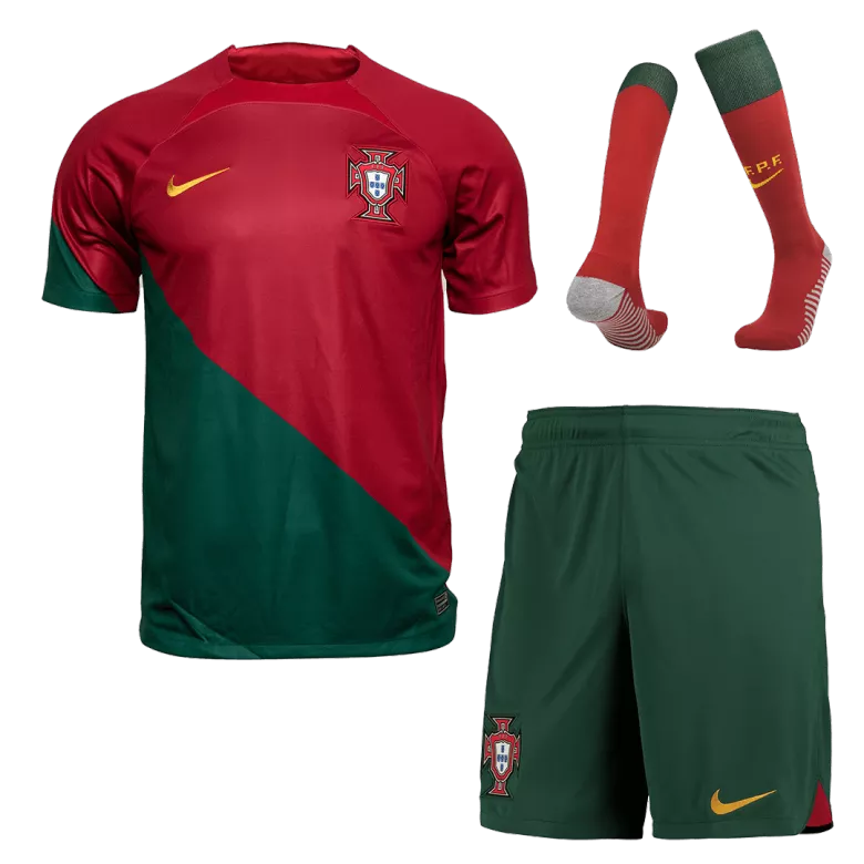 Men's Portugal Home Soccer Jersey Whole Kit (Jersey+Shorts+Socks) 2022 - World Cup 2022 - Fan Version - Pro Jersey Shop