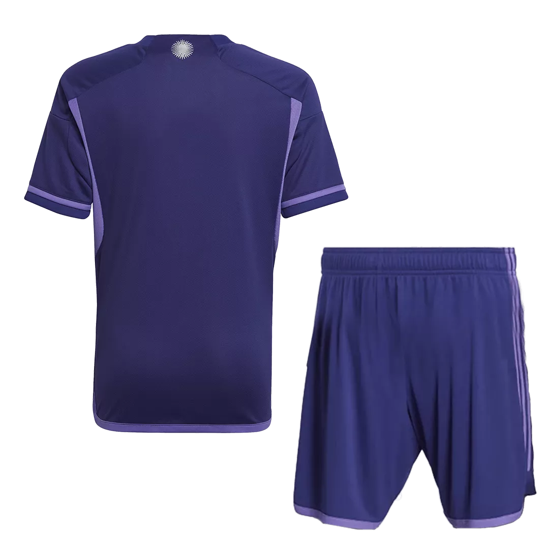 Men's Replica Argentina Three Stars Champion Edition Away Soccer Jersey Kit (Jersey+Shorts) 2022 Adidas - World Cup 2022 - Pro Jersey Shop