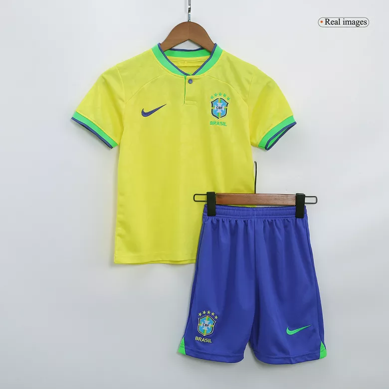 Kids Brazil Home Soccer Jersey Kit (Jersey+Shorts) 2022 - World Cup 2022 - Pro Jersey Shop
