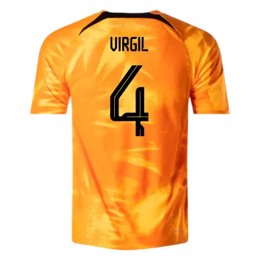 Men's Authentic VIRGIL #4 Netherlands Home Soccer Jersey Shirt 2022 Nike World Cup 2022 - Pro Jersey Shop