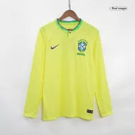 Men's Replica Brazil Home Long Sleeves Soccer Jersey Shirt 2022 Nike - World Cup 2022 - Pro Jersey Shop