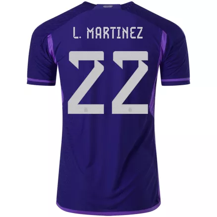 Men's Authentic L. MARTINEZ #22 Argentina Away Soccer Jersey Shirt 2022 World Cup 2022 - Pro Jersey Shop