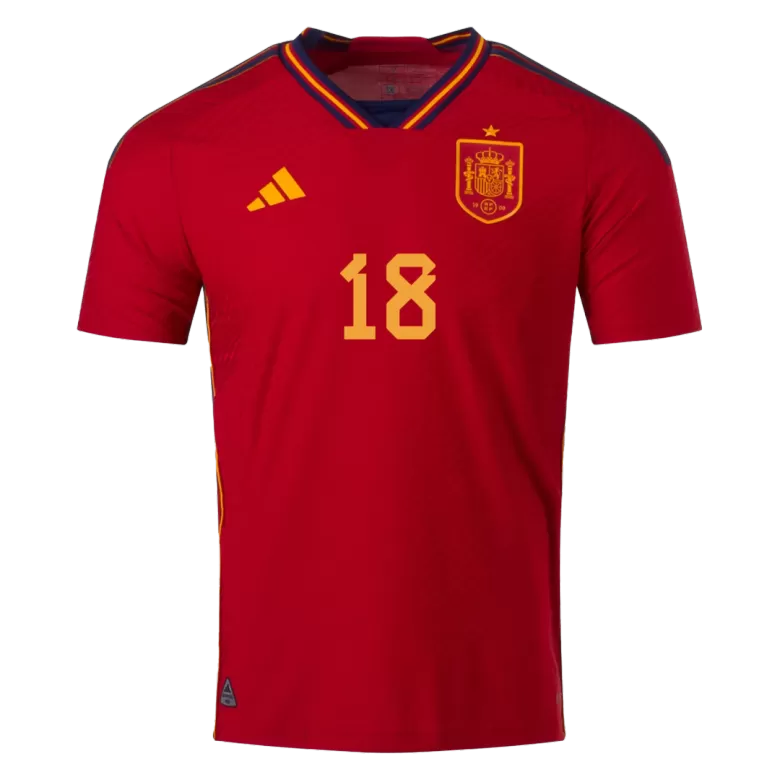Men's Authentic JORDI ALBA #18 Spain Home Soccer Jersey Shirt 2022 World Cup 2022 - Pro Jersey Shop