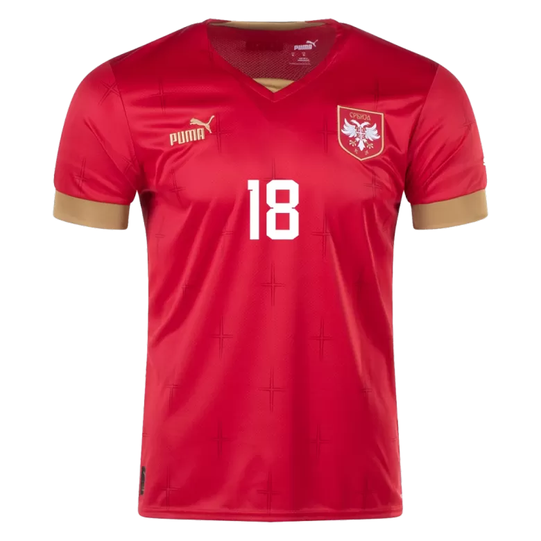 Men's VLAHOVIĆ #18 Serbia Home Soccer Jersey Shirt 2022 - World Cup 2022 - Fan Version - Pro Jersey Shop