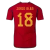 Men's Authentic JORDI ALBA #18 Spain Home Soccer Jersey Shirt 2022 World Cup 2022 - Pro Jersey Shop