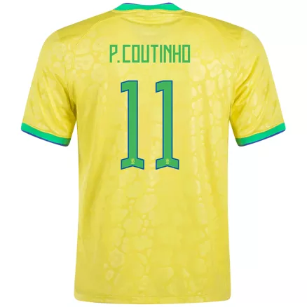 Men's Replica P.Coutinho #11 Brazil Home Soccer Jersey Shirt 2022 - World Cup 2022 - Pro Jersey Shop