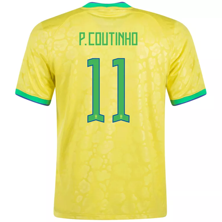 Men's P.Coutinho #11 Brazil Home Soccer Jersey Shirt 2022 - World Cup 2022 - Fan Version - Pro Jersey Shop