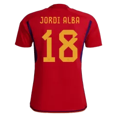 Men's Replica JORDI ALBA #18 Spain Home Soccer Jersey Shirt 2022 Adidas - World Cup 2022 - Pro Jersey Shop