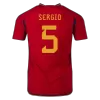 Men's Authentic SERGIO #5 Spain Home Soccer Jersey Shirt 2022 World Cup 2022 - Pro Jersey Shop