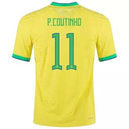 Men's Authentic P.Coutinho #11 Brazil Home Soccer Jersey Shirt 2022 - Pro Jersey Shop