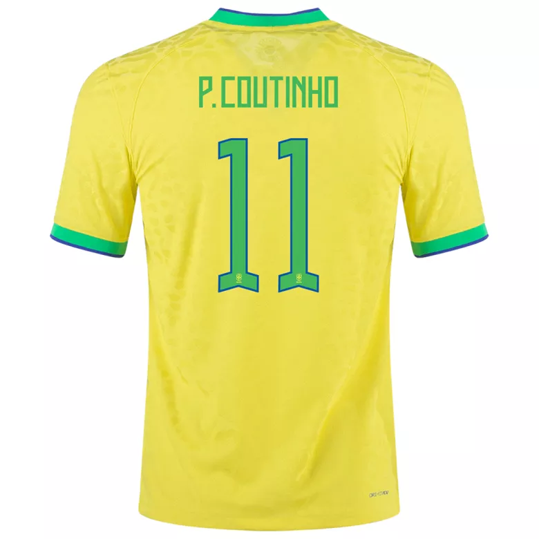 Men's Authentic P.Coutinho #11 Brazil Home Soccer Jersey Shirt 2022 - Pro Jersey Shop