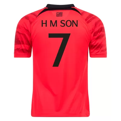 Men's H M SON #7 South Korea Home Soccer Jersey Shirt 2022 - World Cup 2022 - Fan Version - Pro Jersey Shop