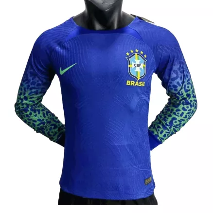 Men's Authentic Brazil Away Soccer Long Sleeves Jersey Shirt 2022 - World Cup 2022 - Pro Jersey Shop