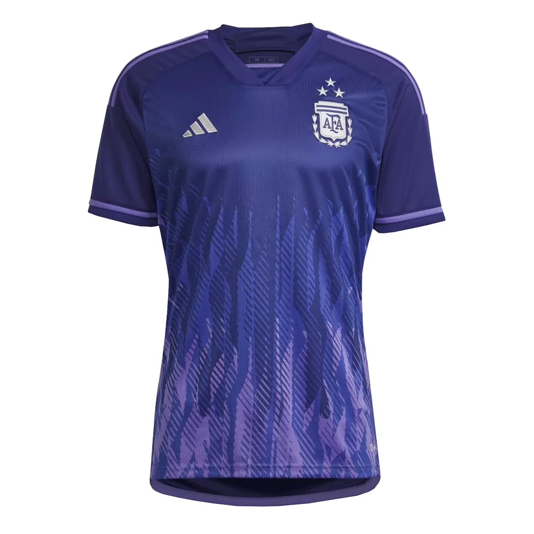 Men's Replica Argentina Three Stars Champion Edition Away Soccer Jersey Kit (Jersey+Shorts) 2022 Adidas - World Cup 2022 - Pro Jersey Shop