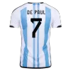 Men's DE PAUL #7 Argentina 3 Stars Home Soccer Jersey Shirt 2022 - Fan Version - Pro Jersey Shop