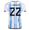 Men's L. MARTINEZ #22 Argentina Home Soccer Jersey Shirt 2022 - Fan Version - Pro Jersey Shop