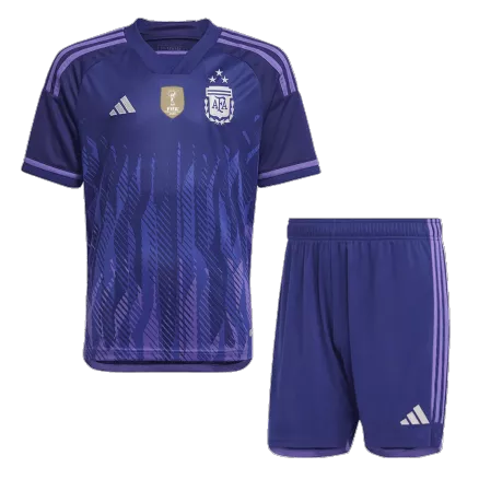 Kids Argentina 3 Stars Away Soccer Jersey Kit (Jersey+Shorts) 2022 - World Cup 2022 - Pro Jersey Shop