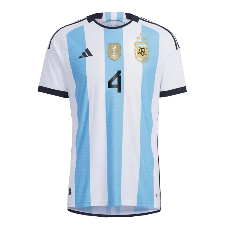 Men's Authentic MONTIEL #4 Argentina 3 Stars Home Soccer Jersey Shirt 2022 World Cup 2022 - Pro Jersey Shop