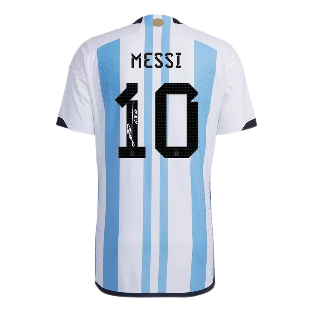 Men's Authentic Sign MESSI #10 Argentina Champions 3 Stars Home Soccer Jersey Shirt 2022 Adidas - Pro Jersey Shop