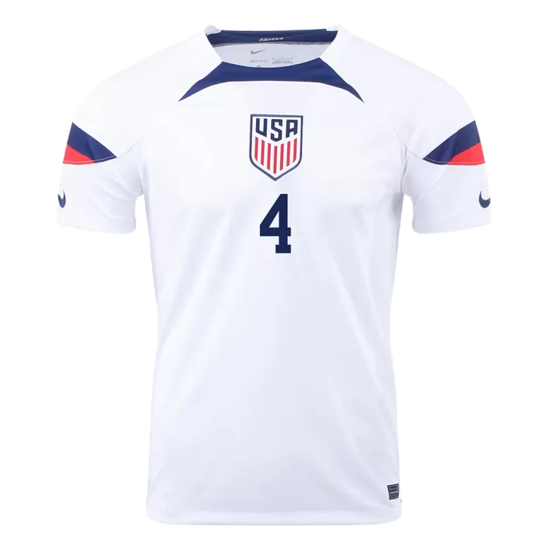 Men's ADAMS #4 USA Home Soccer Jersey Shirt 2022 - World Cup 2022 - Fan Version - Pro Jersey Shop
