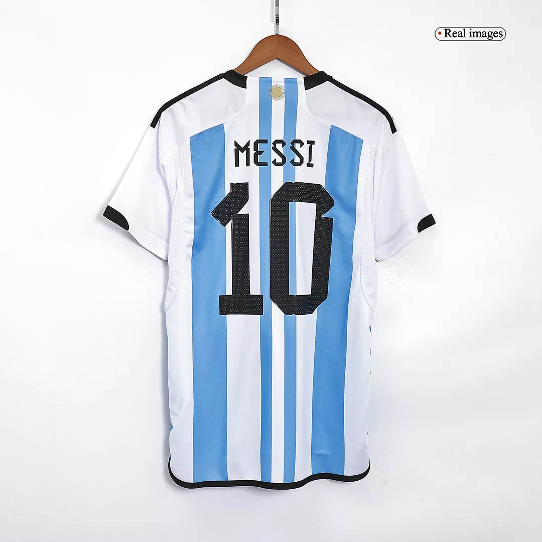 Men's Replica MESSI #10 Argentina Three Stars Champion Edition Home Soccer Jersey Shirt 2022 Adidas - Pro Jersey Shop