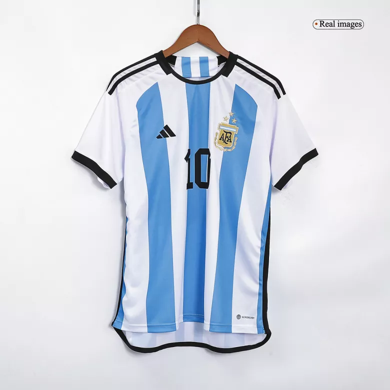 Men's MESSI #10 Argentina Three Stars Edition Home Soccer Jersey Shirt 2022 - Fan Version - Pro Jersey Shop