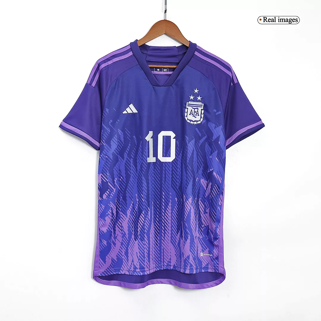 Men's Replica MESSI #10 Argentina Three Stars Champion Edition Away Soccer Jersey Shirt 2022 Adidas - World Cup 2022 - Pro Jersey Shop