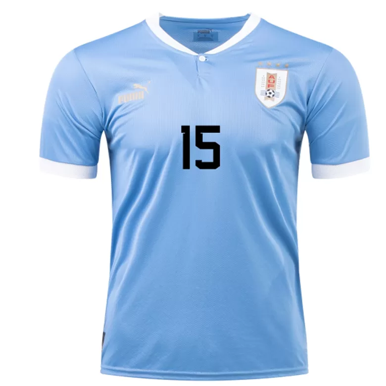 Men's F. VALVERDE #15 Uruguay Home Soccer Jersey Shirt 2022 - World Cup 2022 - Fan Version - Pro Jersey Shop
