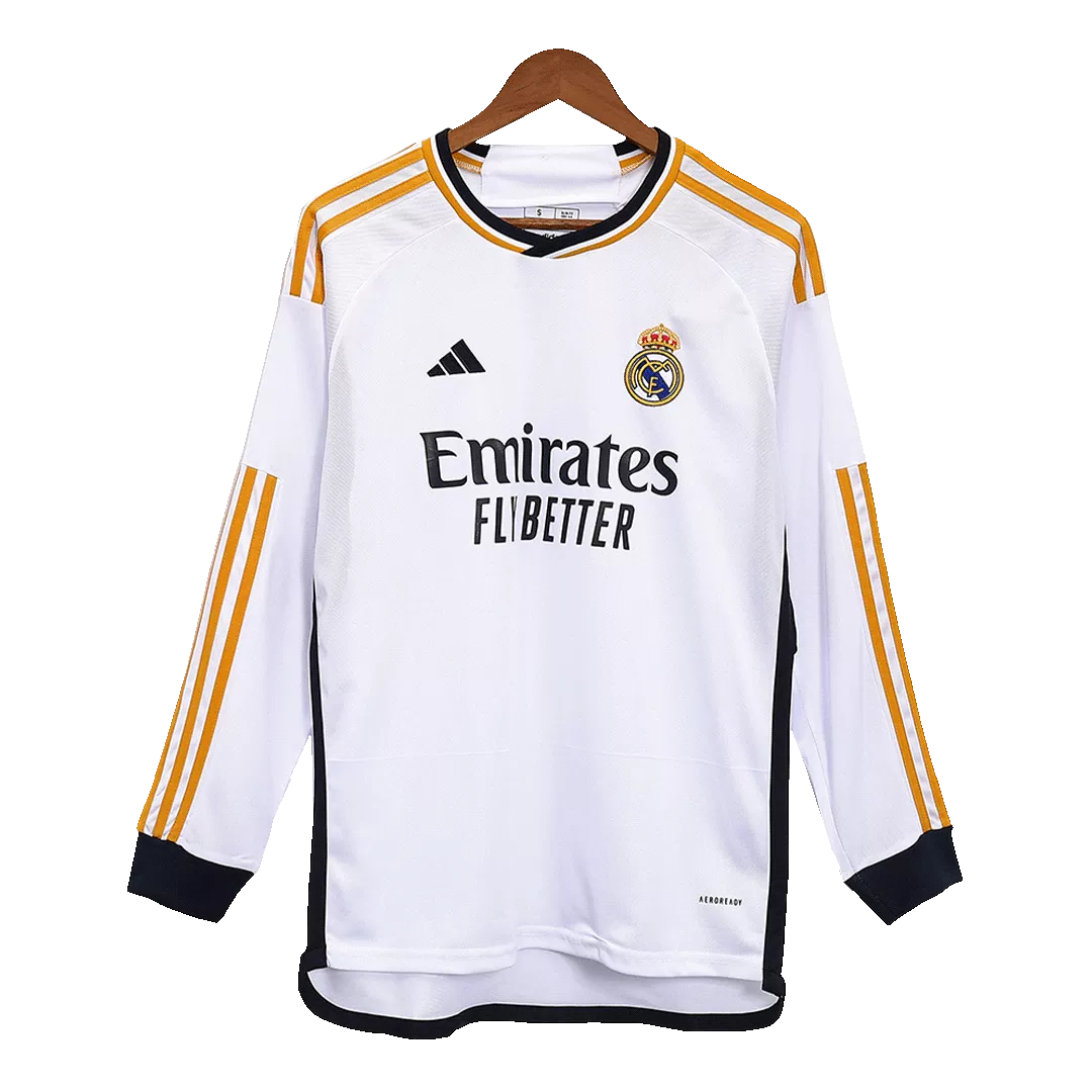 Men's Replica Real Madrid Home Long Sleeves Soccer Jersey Shirt 2023/24 Adidas - Pro Jersey Shop