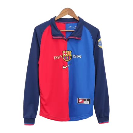 Men's Retro 1999/00 Replica Barcelona Home Long Sleeves Soccer Jersey Shirt - Pro Jersey Shop