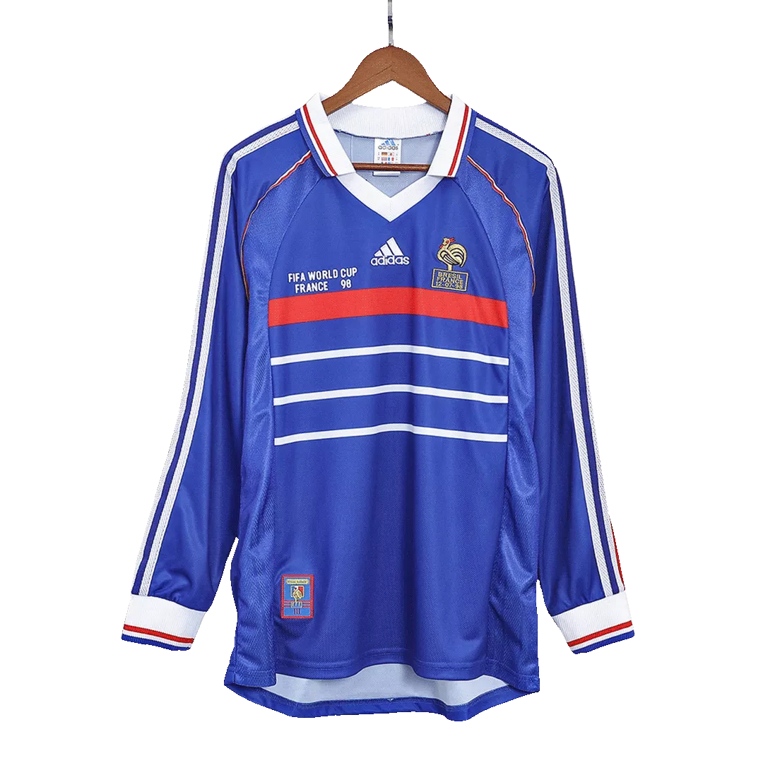 Men's Retro 1998 Replica France Home Long Sleeves Soccer Jersey Shirt Adidas - Pro Jersey Shop