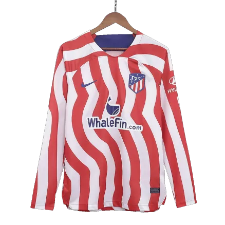 Men's Replica Atletico Madrid Home Long Sleeves Soccer Jersey Shirt 2022/23 - Pro Jersey Shop