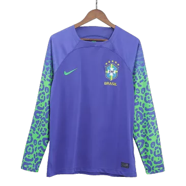 Men's Replica Brazil Away Long Sleeves Soccer Jersey Shirt 2022 Nike - World Cup 2022 - Pro Jersey Shop