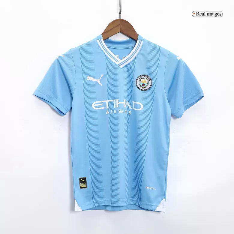 Kids Manchester City Home Soccer Jersey Kit (Jersey+Shorts) 2023/24 - Pro Jersey Shop