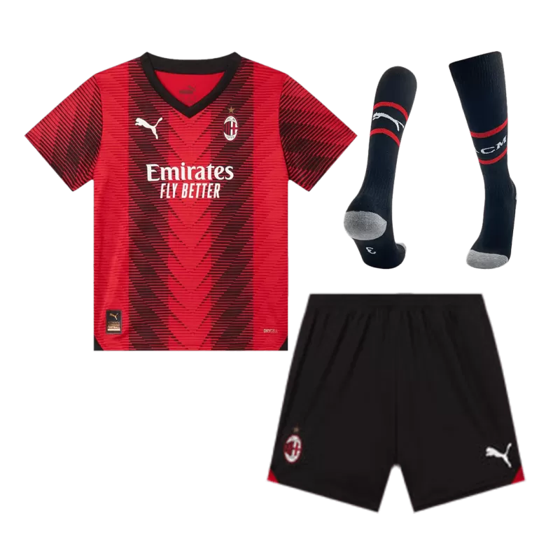 Kids AC Milan Home Soccer Jersey Whole Kit (Jersey+Shorts+Socks) 2023/24 - Pro Jersey Shop