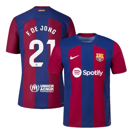 Men's Authentic F. DE JONG #21 Barcelona Home Soccer Jersey Shirt 2023/24 - Pro Jersey Shop